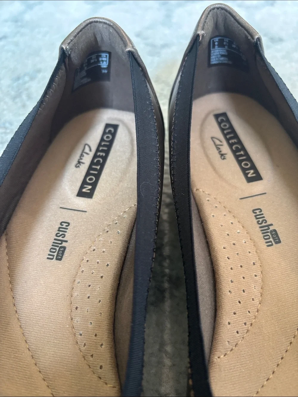 Clarks Pewter Metallic Ballet Flats with Decorative Buckle